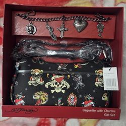 NWT Ed Hardy Purse With Charm Gift Set
