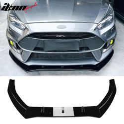 Fits 2016-2018 Ford Focus RS 3PCS Front Lower Bumper Lip Air Dam Chin Spoiler Splitter IKON Style Painted Gloss Black ABS Plastic