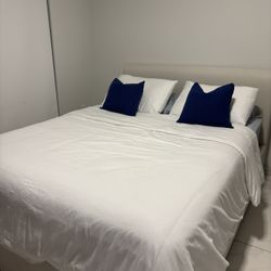 Queen Size Upholstered Storage Bed with Built In Under Bed Storage