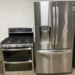 LG Stainless Steel Refrigerator + Gas Range Set