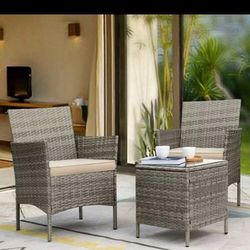 3 Pieces Patio Furniture Patio Chairs Set of 2 with Coffee Table Outdoor Furniture