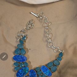 Sterling Silver And Opal Necklace