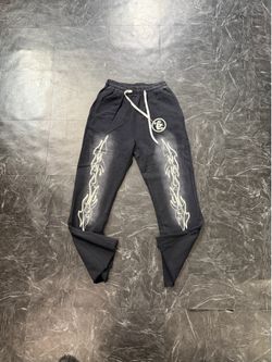 Black Graphic Flame Sweatpants