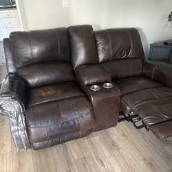 Leather Reclining Sofa Set