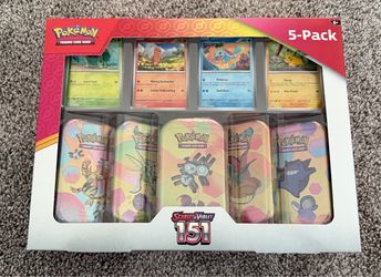 Pokémon TCG: Scarlet & Violet 151 5-Pack Mini Tins + 4 Promo Cards NEW/SEALED