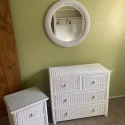 Wicker Dresser, Nightstand Mirror