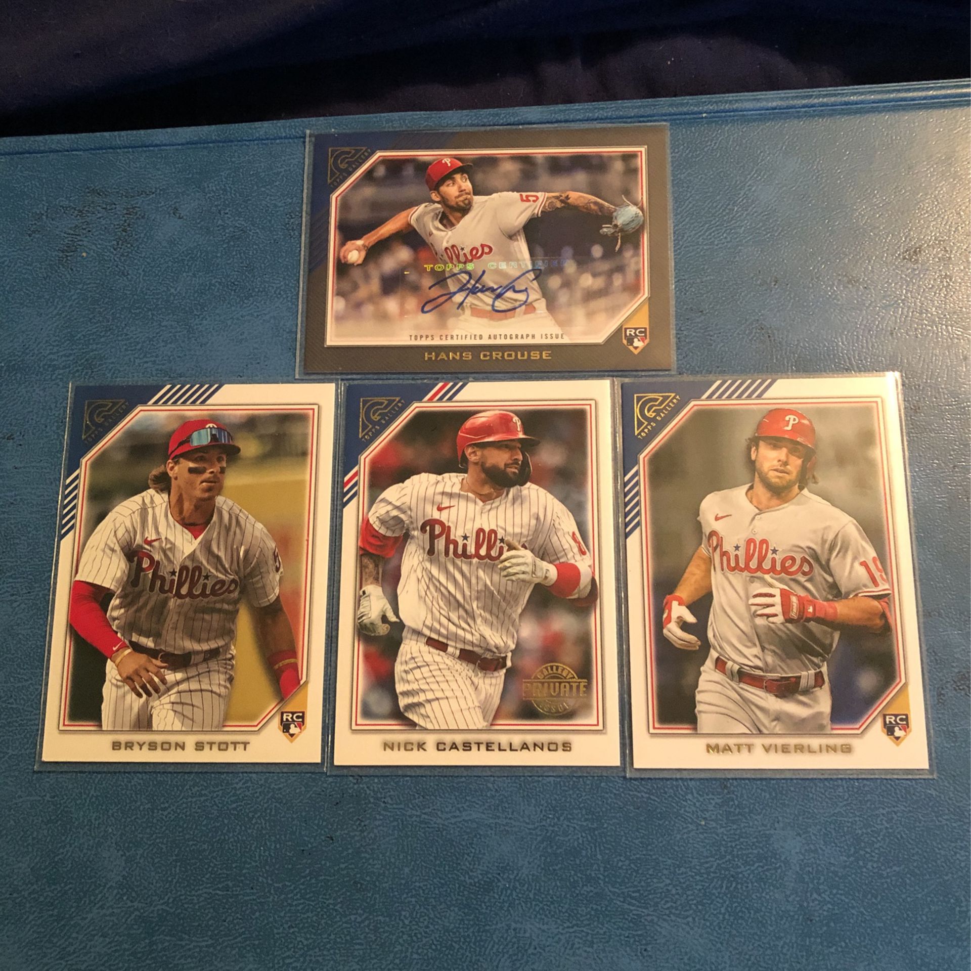 Four 2022 Topps Gallery Philadelphia Phillies Baseball Cards Including A Rookie Auto And A Private Issue Sn/250 All Mint Condition!
