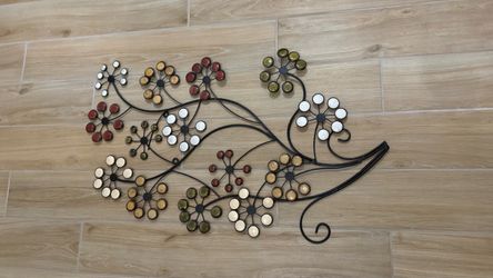 Metal Floral Wall Art with Gem Accents