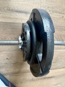 Standard Super Curl Bar with Weider Weight Plates 25s, 10s and 5s. (Total: 98 lbs)