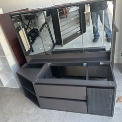 Floating Gray Bathroom Vanity 47” x 21.5” w/ Smart Mirror