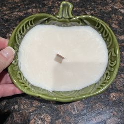 Beautiful Candle In A Pumpkin Dish