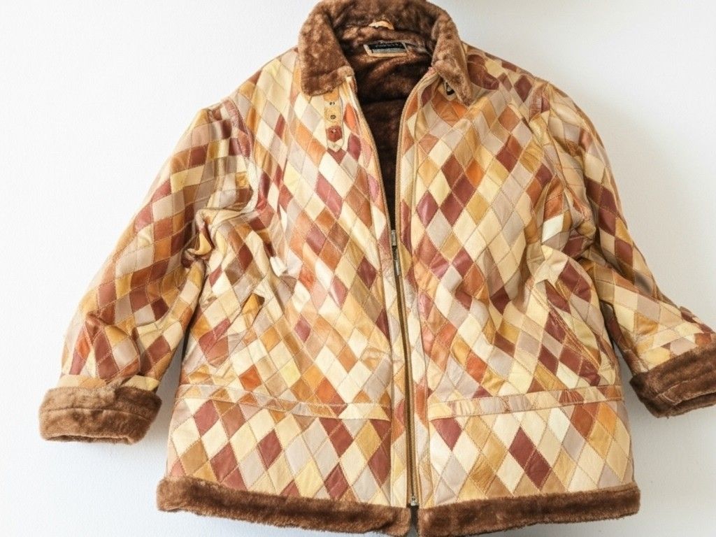 Men's Vintage Legacy Genuine Leather Patchwork Jacket with Faux Fur Lining