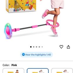 Ankle Skip Ball for Kids, Foldable Skip Ball Toy with Colorful Flash Wheel, Outside Toys for Kids, Gift for Girls & Boys Age 5 6 7 8 9 10 Years Old