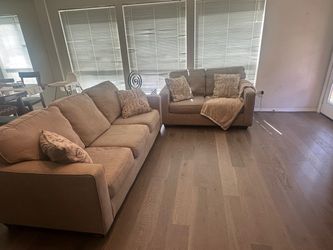 Beige Fabric Sofa and Loveseat Set