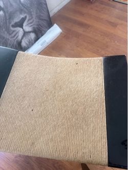 2 Black and Straw Stools