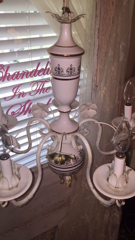 Vintage White Toleware 6 Arm Chandelier For In New Braunfels Vintage White Toleware 6 Arm Chandelier For In New Braunfels Tx Offerup
