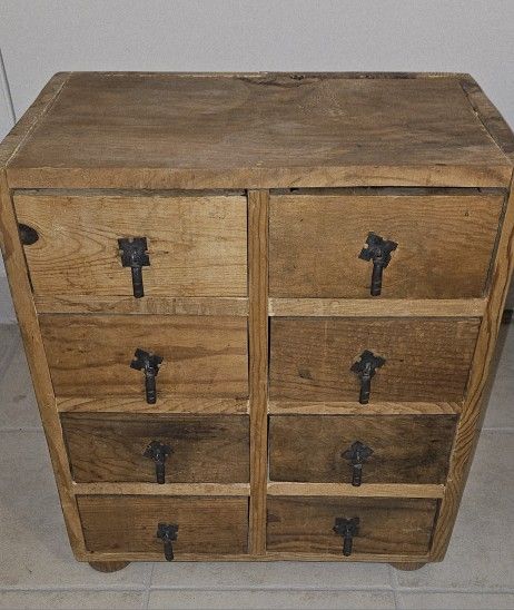 Vintage 8 Drawer Wood Cabinet