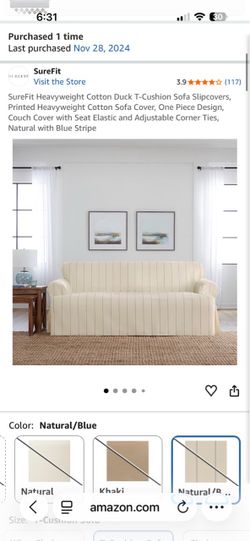 Pinstriped Cotton Couch Cover