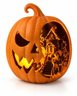 Haunted House Pumpkin Lantern - 3D Printed Halloween Decor