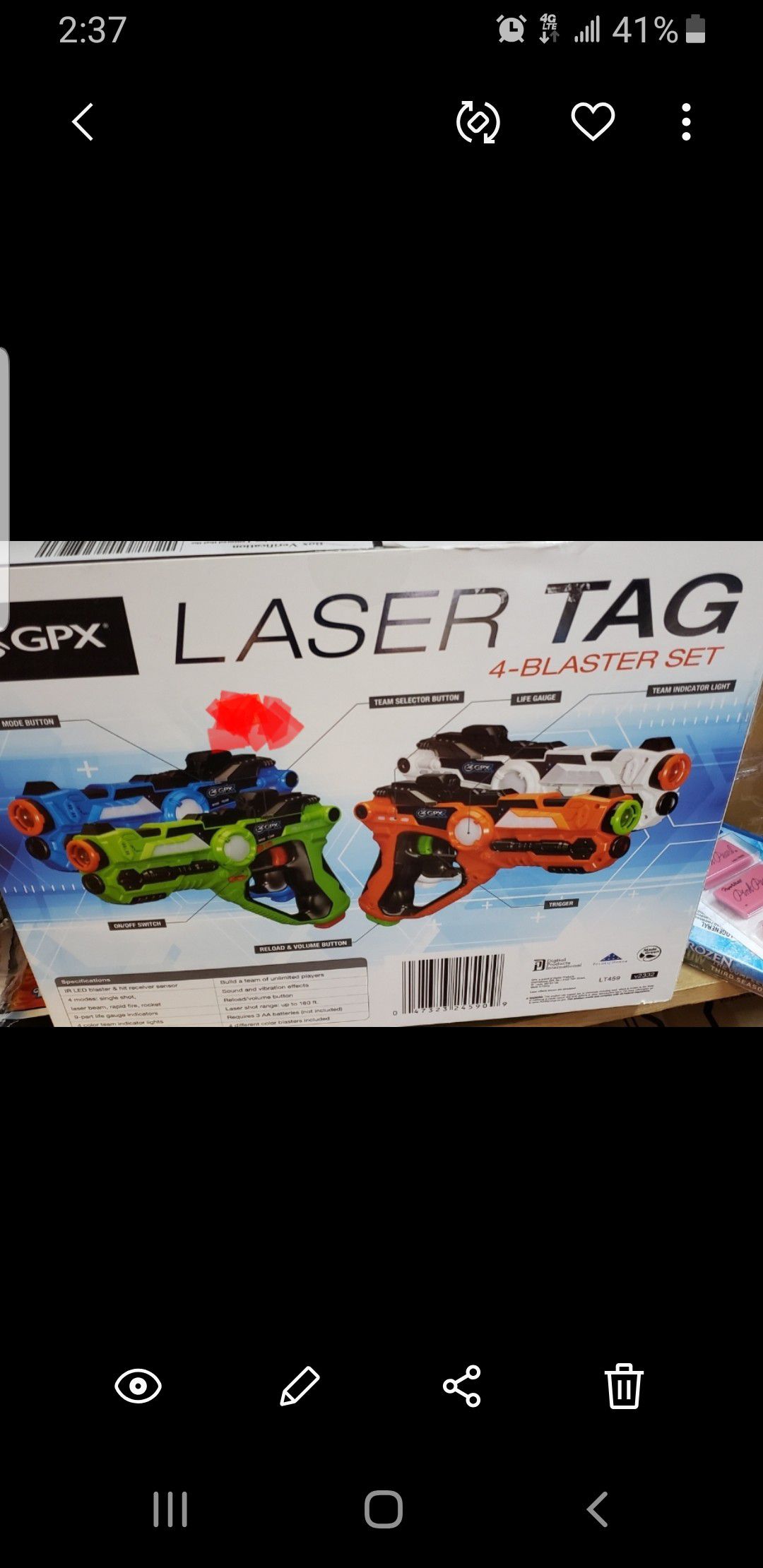 GPX Laser Tag 4 Blaster Set