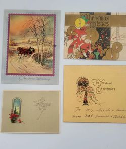 Antique cards for christmas lot of four