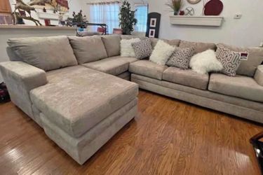 Light Brown Couch with Large Chaise  - Other Colors Available