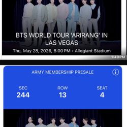 My sister is selling 2 BTS tickets