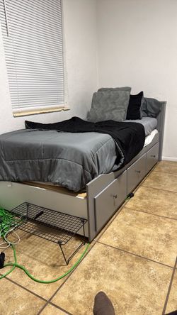 Twin Bed Frame with Storage Drawers