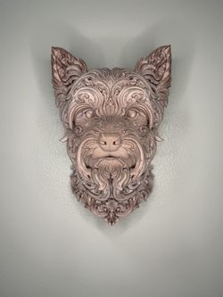 Yorkshire Terrier Wall-Head — Rose Gold | 3D Printed Wall Decor