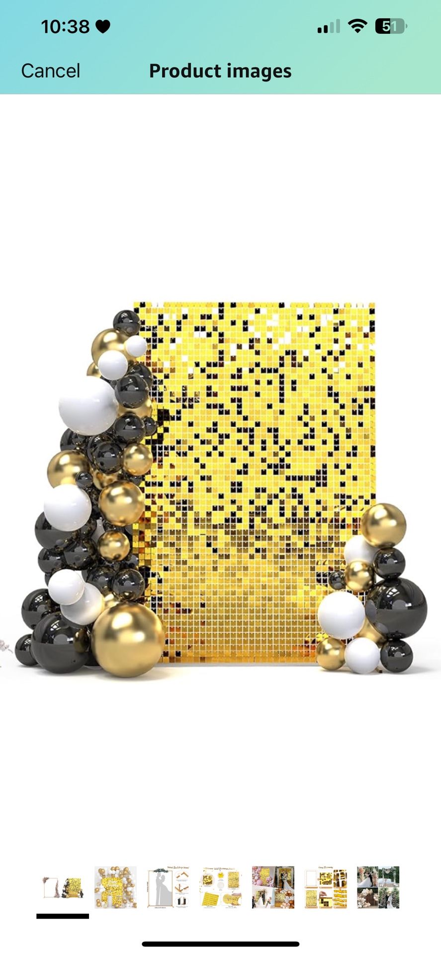 Gold Shimmer Wall Backdrops, 24 Pcs Sequin Panels