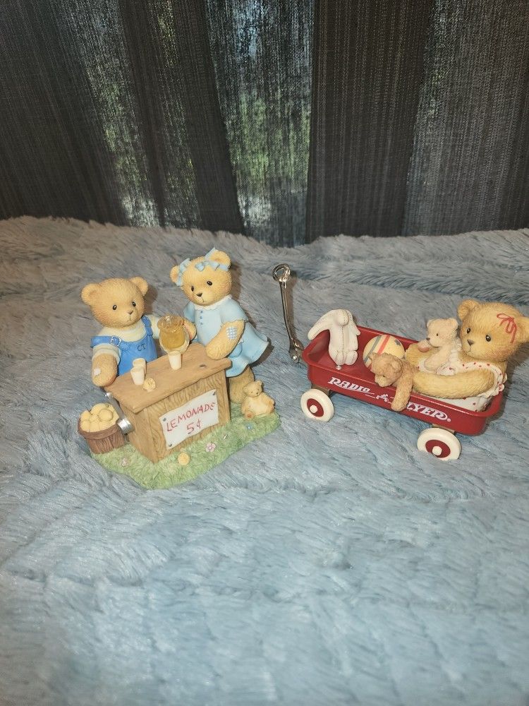 Collectible Cherished Teddies Albert & Susann Lemonade And Radio Flier Wagon & Toys