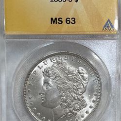 1883-O MORGAN SILVER DOLLAR MS63 ANACS