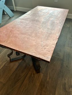 Gorgeous Copper & Hand-Forged Wrought Iron Table