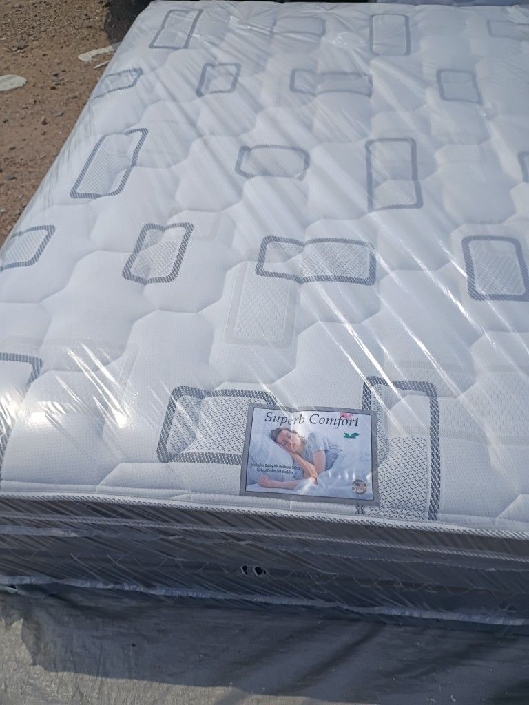 Brand New Queen Size Pillowtop Mattress Included Box Spring. FREE Delivery Depends On Location
