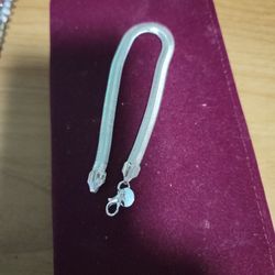 8 Inch Sterling Silver Herringbone Bracelet 4mm