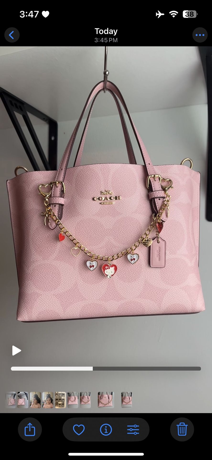 Hello kitty cherries charm chain strap extender