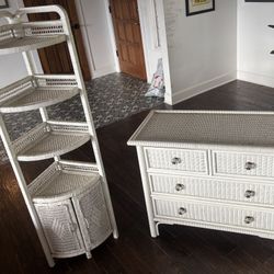 Rattan Dresser + Matching Shelf Corner