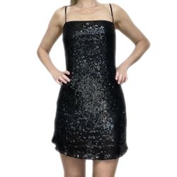 Black Sequin Mini Dress