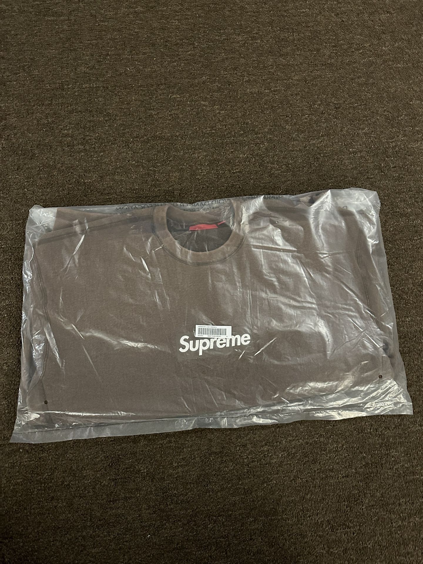Supreme Box Logo Washed Crewneck Sweatshirt - Brown - X-Large
