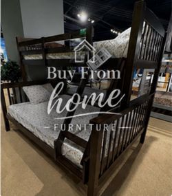 Twin/full size dark brown Bunkbed with orthopedic mattress included