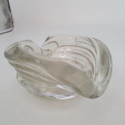 Art Glass Cigar Ash Tray Heart Shaped Candy Dish Clear Lead Crystal Paper Weight