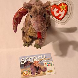Ty Stuffed Animal Toy Dragon Scorch W/ Card Collectible ❤️ 😍