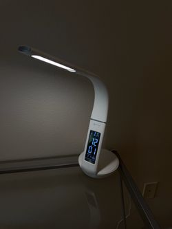 OttLite LED Desk Lamp w/ Clock + Wireless Charger