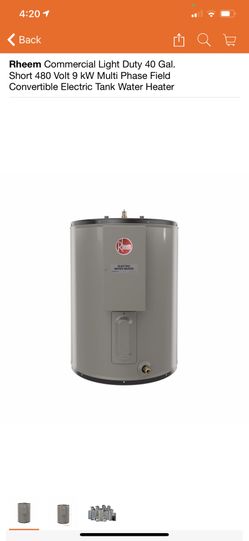 Rheem 40gal commercial electric electric water heater