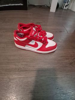 Nike Dunk Low Red and White Sneakers Kids 3Y