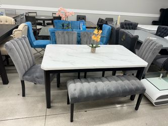 6pc Dining Set with Faux marble top🔥🔥