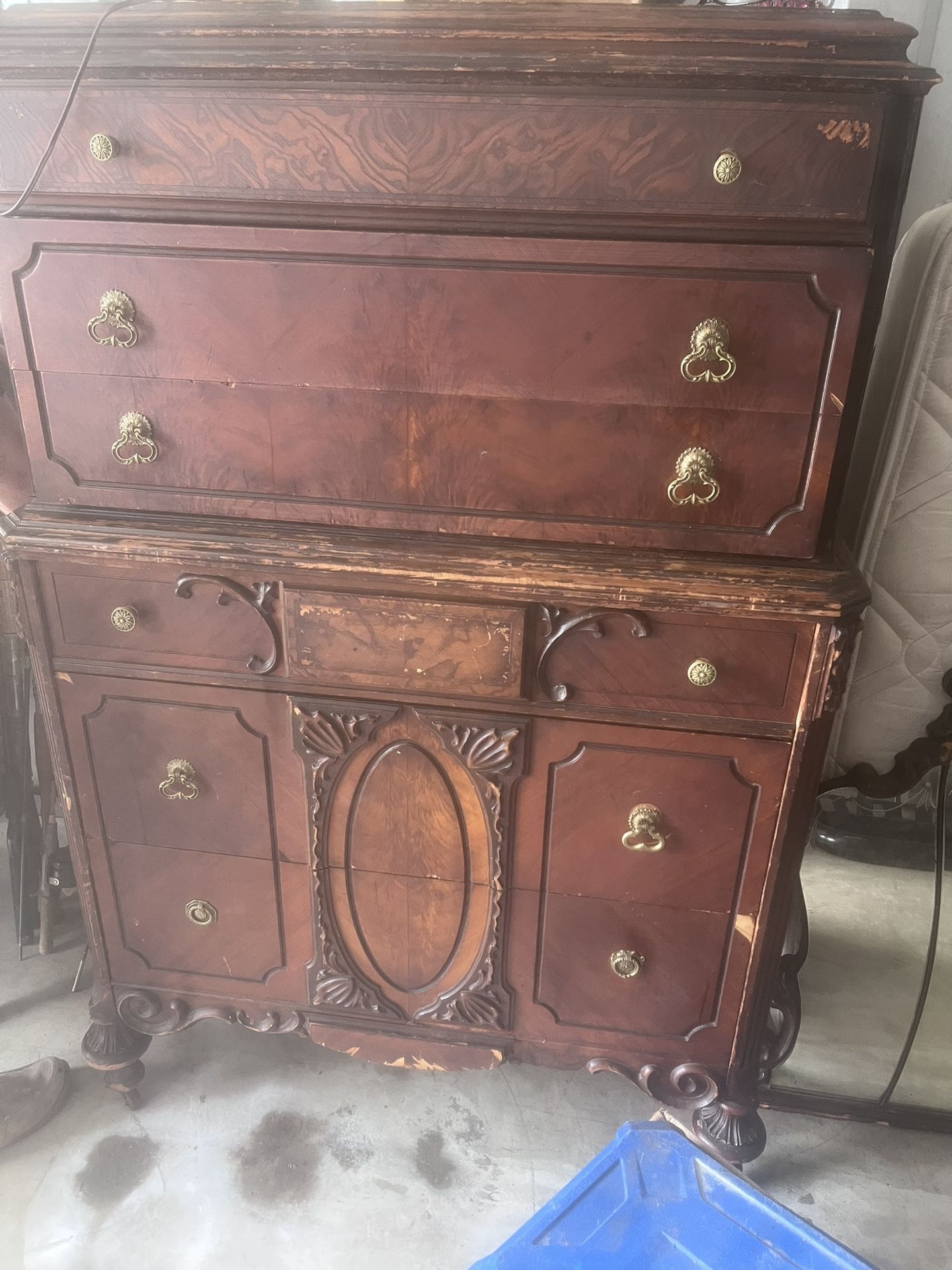 Victorian Style Dresser Mirror And Night Table