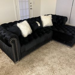 Sectional Velvet Black 