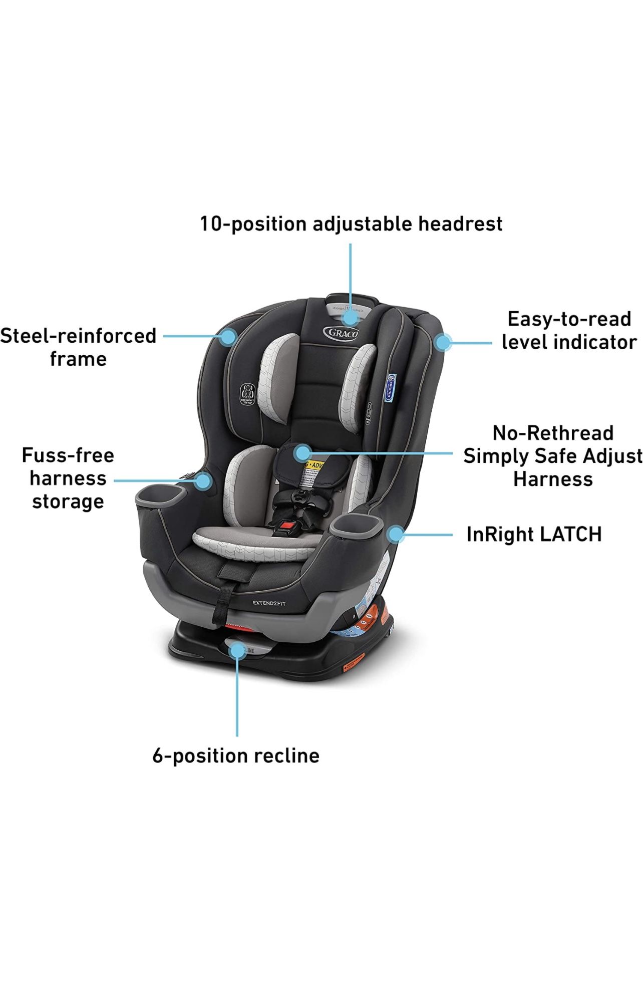Graco Extend2Fit Convertible Car Seat Ride Rear Facing Longer with