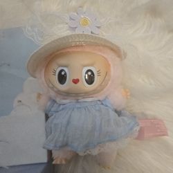 Labubu Mokoko close to sweet blue diamond 3rd generation plush toy keychain